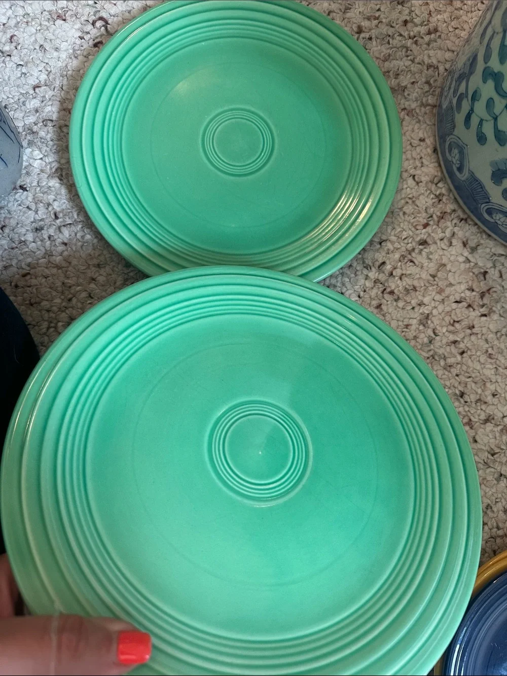 2 Vintage Original Fiesta Green Luncheon Plates 9.5
